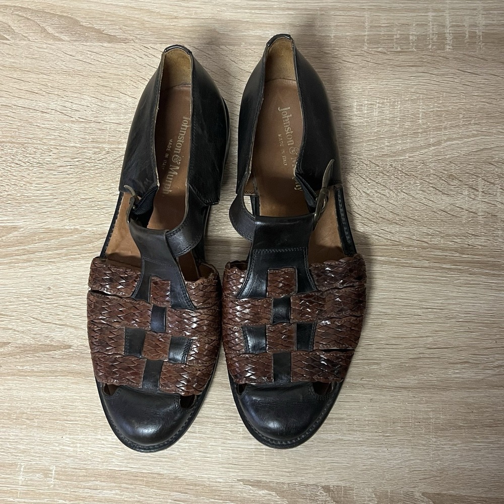 Vintage Johnston & Murphy Echets Leder Tacco Leather Shoes MADE IN Italy US 11 M